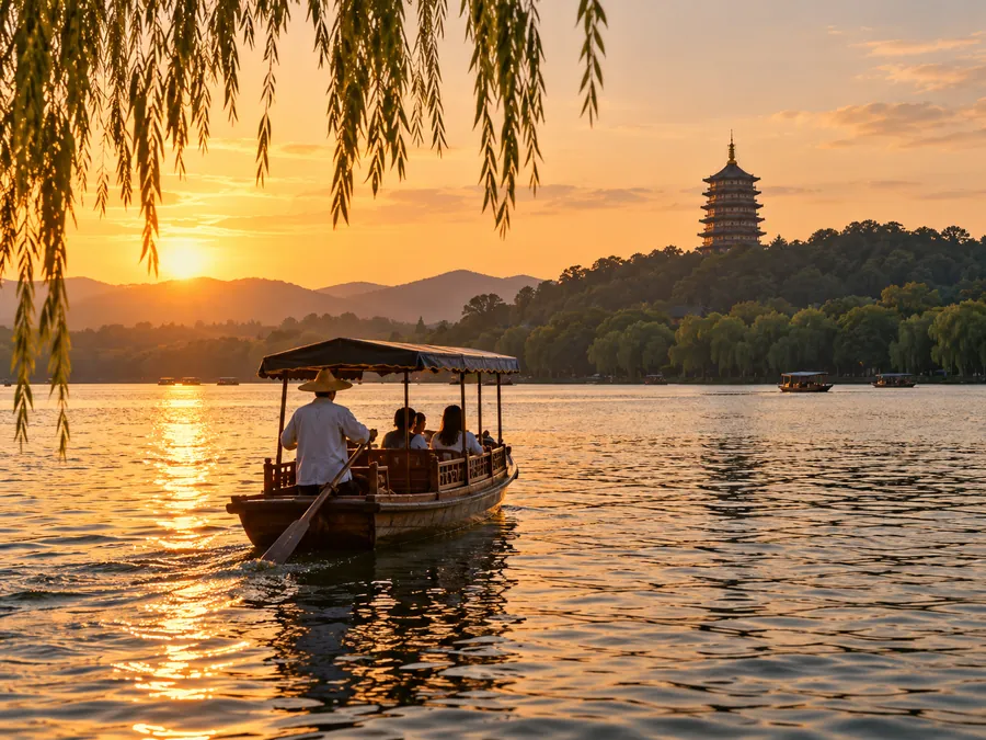 West Lake by rowing boat